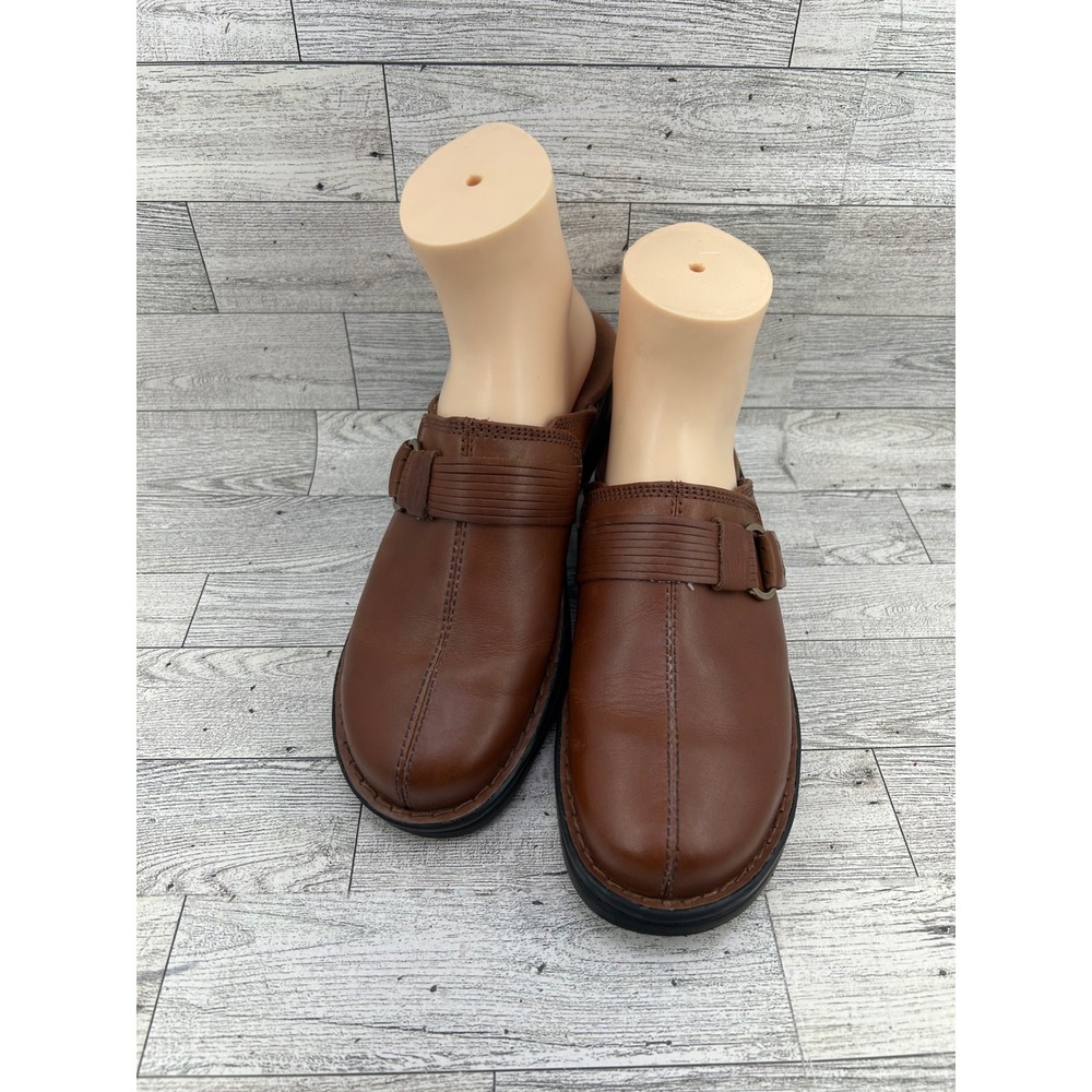 Clarks‎ Collection Brown Leather Mules Womens 7 M Cushioned 261385374045